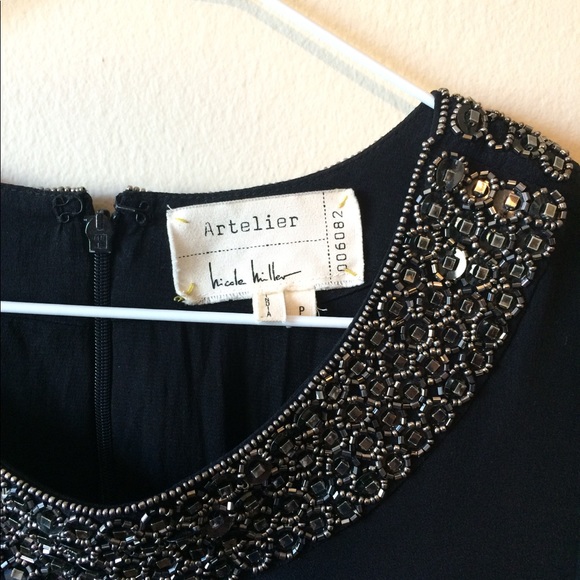 Nicole Miller Beaded Silk Shift Dress - Picture 3 of 4